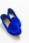Forever & Always Shoes Dorothy Leather Loafer In Dark Blue Suede Leather