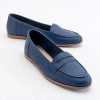 Forever & Always Shoes Dorothy Leather Loafer In Navy Blue Leather