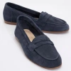 Forever & Always Shoes Dorothy Leather Loafer In Navy Suede Leather