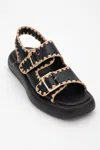 Forever & Always Shoes Douro Braided Rope Strap Leather Sandal In Black