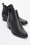 Forever & Always Shoes Dovena Leather Block Heel Ankle Boot In Black