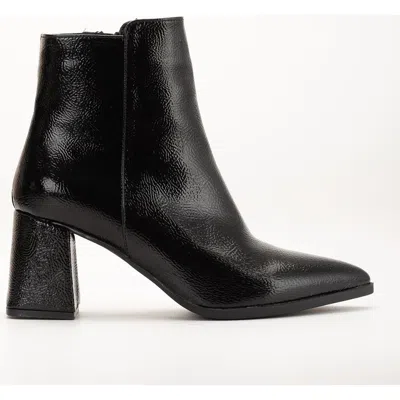 Forever & Always Shoes Edith Pointed Toe Ankle Boots In Black Patent