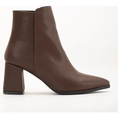 Forever & Always Shoes Edith Pointed Toe Ankle Boots In Brown