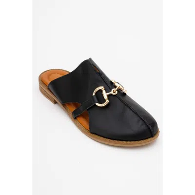 Forever & Always Shoes Favor Leather Mules In Black