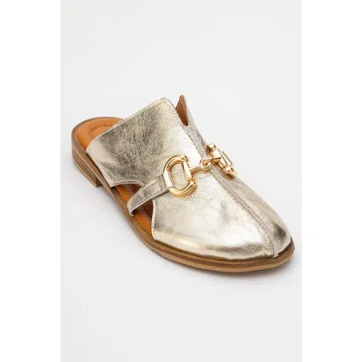 Forever & Always Shoes Favor Leather Mules In Gold