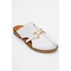 Forever & Always Shoes Favor Leather Mules In White