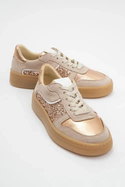Forever & Always Shoes Felipe Glitter Leather Sneakers In Brown