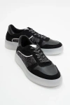 Forever & Always Shoes Felipe Glitter Leather Sneakers In Black