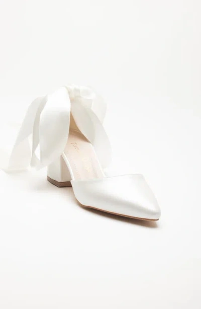 Forever & Always Shoes Fiona Low Block Heels With Ribbon In White