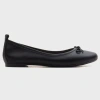 Forever & Always Shoes Florence Leather Ballerina Flats In Black