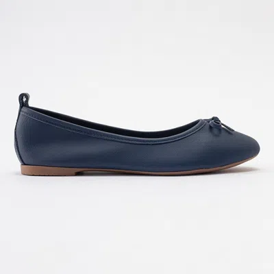 Forever & Always Shoes Florence Leather Ballerina Flats In Blue