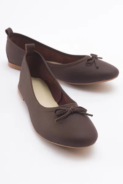 Forever & Always Shoes Florence Leather Ballerina Flats In Brown