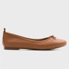 Forever & Always Shoes Florence Leather Ballerina Flats In Cognac Brown Leather