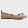 Forever & Always Shoes Florence Leather Ballerina Flats In Cream Beige Leather