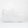 Forever & Always Shoes Florette Lace Bridal Platform Sneakers In Ivory
