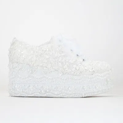 Forever & Always Shoes Florette Lace Bridal Platform Sneakers In Multi