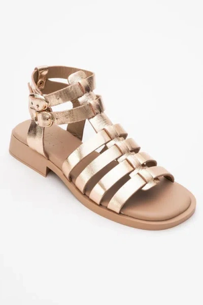 Forever & Always Shoes Frade Leather Sandal In Gold