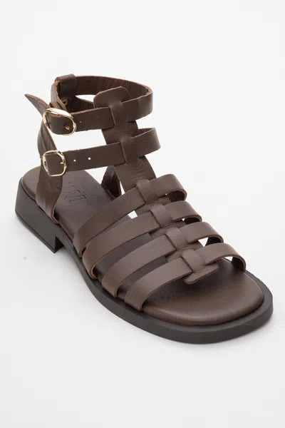 Forever & Always Shoes Frade Leather Sandal In Brown