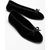 Forever & Always Shoes Freya Leather Ballerina Flats In Black Suede Leather