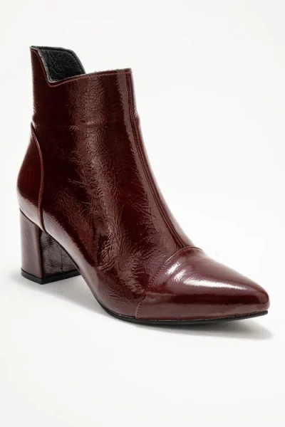 Forever & Always Shoes Gael Leather Block Heel Boot In Burgundy