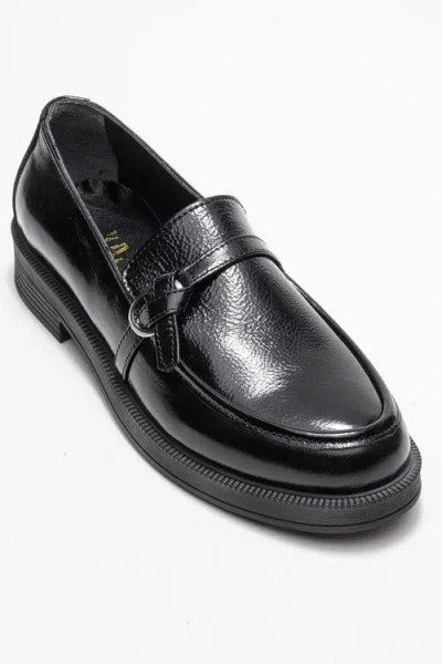 Forever & Always Shoes Galea Buckled Leather Loafers In Black
