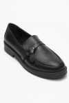 Forever & Always Shoes Galea Buckled Leather Loafers In Black
