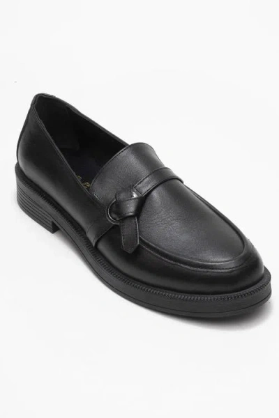 Forever & Always Shoes Galea Buckled Leather Loafers In Black