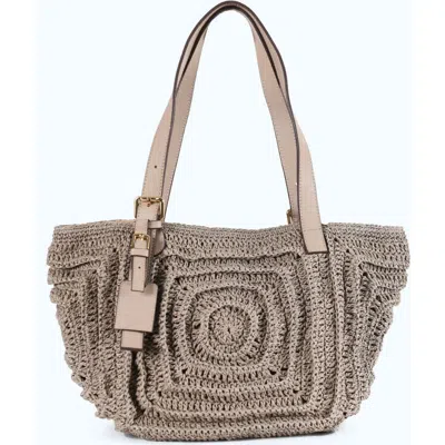 Forever & Always Shoes Giorgia Hand Woven Shoulder Bag With Leather Straps In Mink Color