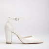 Forever & Always Shoes Gisele Closed Toe High Block Heels In Ivory