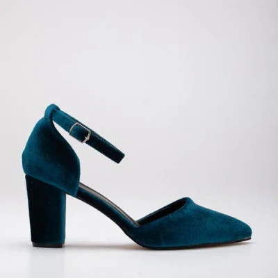 Forever & Always Shoes Women's Gisele - Emerald Green Velvet Heels In Teal Blue