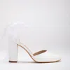 Forever & Always Shoes Gisele High Block Heels With Ribbon In White