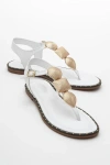Forever & Always Shoes Giulia Leather Flat Sandal In White