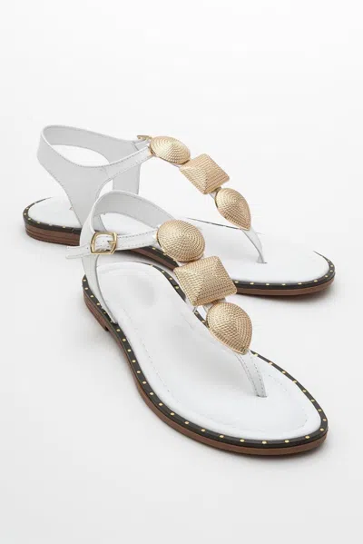 Forever & Always Shoes Giulia Leather Flat Sandal (women) In White