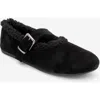 Forever & Always Shoes Guin Leather Strap Flat In Black