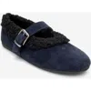 Forever & Always Shoes Guin Leather Strap Flat In Blue