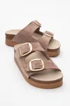 Forever & Always Shoes Harbor Suede Leather Two-strap Sandal (women) In Multi
