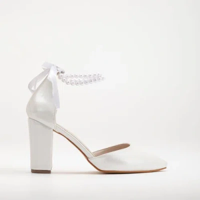 Forever & Always Shoes Women's Denise - White Wedding Heels With Pearls In Ivory
