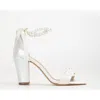 Forever & Always Shoes Helene Lace Bridal Heeled Sandals With Pearls In Ivory