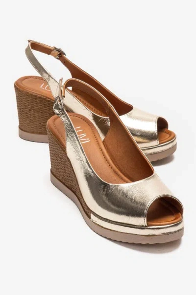Forever & Always Shoes Helina Leather Wedge Sandal In Animal Print