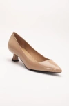 Forever & Always Shoes Helly Kitten Heel Leather Stiletto Pumps