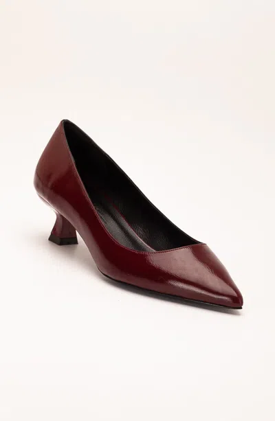 Forever & Always Shoes Helly Kitten Heel Leather Stiletto Pumps In Red