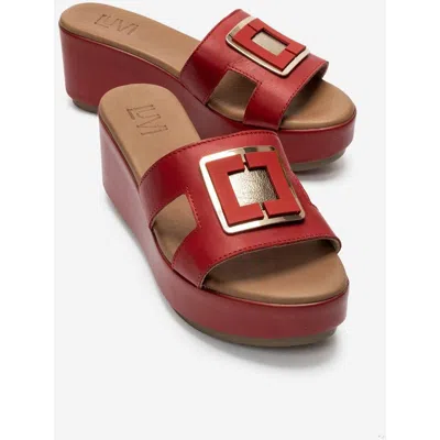 Forever & Always Shoes Hiola Leather Platform Sandal In Red
