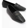 Forever & Always Shoes Iridessa Leather Flat Loafers In Black Leather