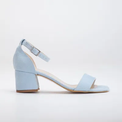 Forever & Always Shoes Iva Low Block Heel Sandals In Blue