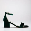 Forever & Always Shoes Women's Iva - Green Velvet Low Heel Sandals In Emerald Green Velvet
