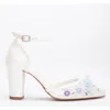 Forever & Always Shoes Ivy 3d Floral Lace High Heels In Ivory With Lilac