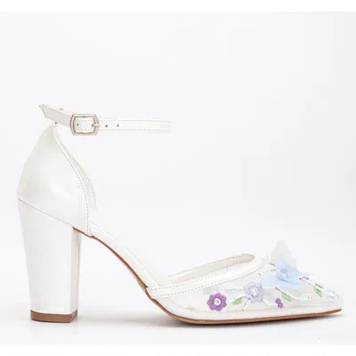 Forever & Always Shoes Ivy 3d Floral Lace High Heels In Ivory With Lilac