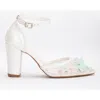Forever & Always Shoes Ivy 3d Floral Lace High Heels In Ivory With Pink