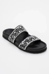 Forever & Always Shoes Jamie Leather Double Strap Slide Sandal With Stones
