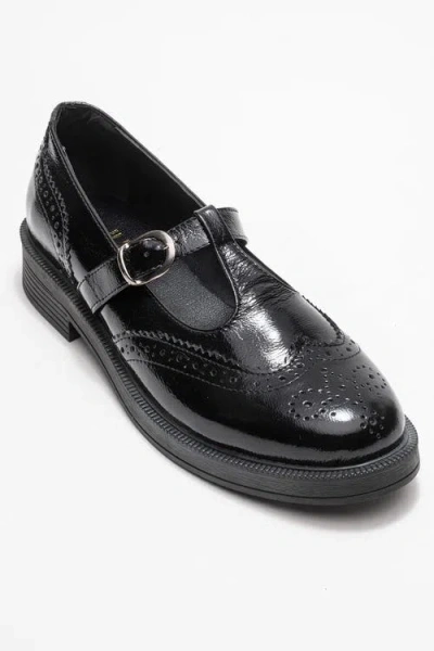 Forever & Always Shoes Janney Leather Strap Loafers In Black